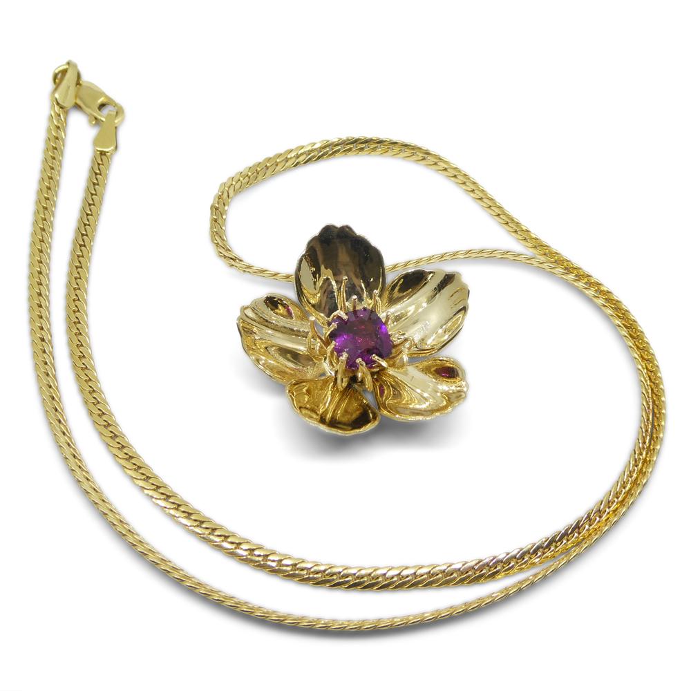 Pendentif en or jaune 14k avec grenat violet 2.01ct en coussin en vente 6