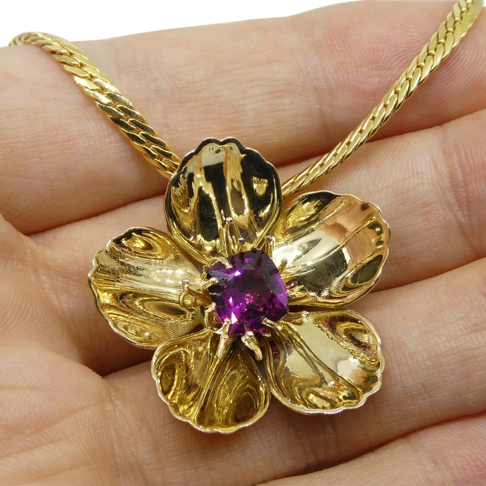 Contemporain Pendentif en or jaune 14k avec grenat violet 2.01ct en coussin en vente