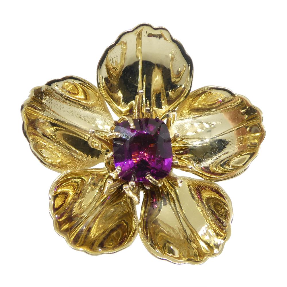 Taille coussin Pendentif en or jaune 14k avec grenat violet 2.01ct en coussin en vente