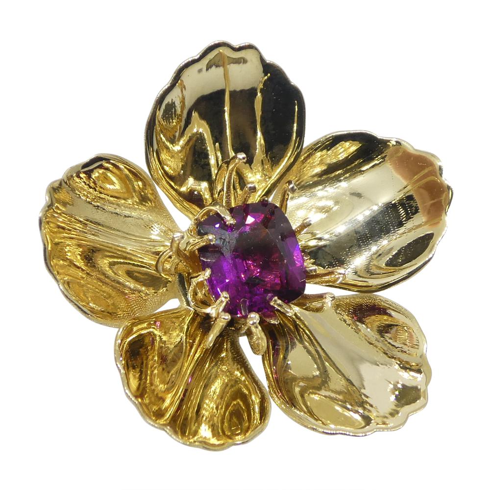 Pendentif en or jaune 14k avec grenat violet 2.01ct en coussin Neuf - En vente à Toronto, Ontario