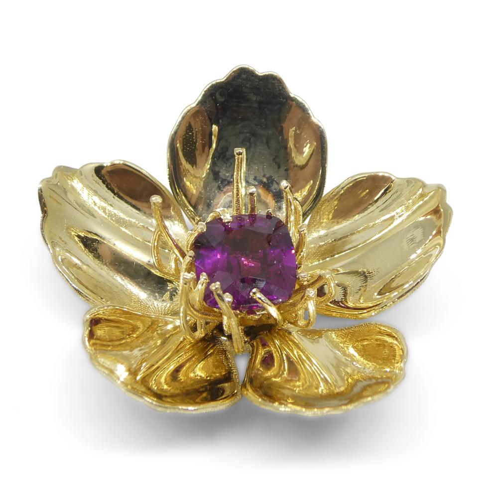 Pendentif en or jaune 14k avec grenat violet 2.01ct en coussin Unisexe en vente