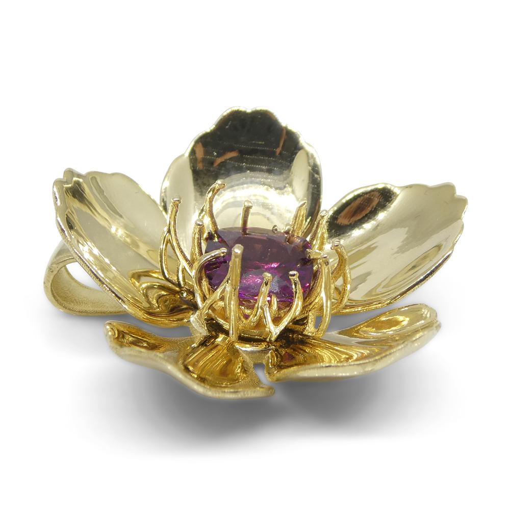 Pendentif en or jaune 14k avec grenat violet 2.01ct en coussin en vente 1