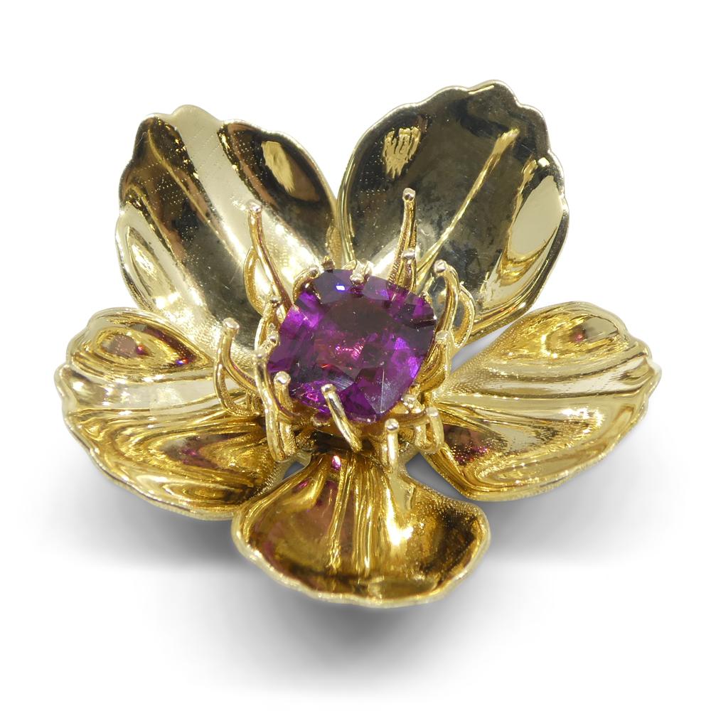 Pendentif en or jaune 14k avec grenat violet 2.01ct en coussin en vente 3