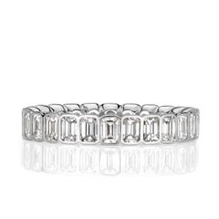 2.01ct Emerald Cut Diamond Bezel Set Eternity Band in 18k White Gold