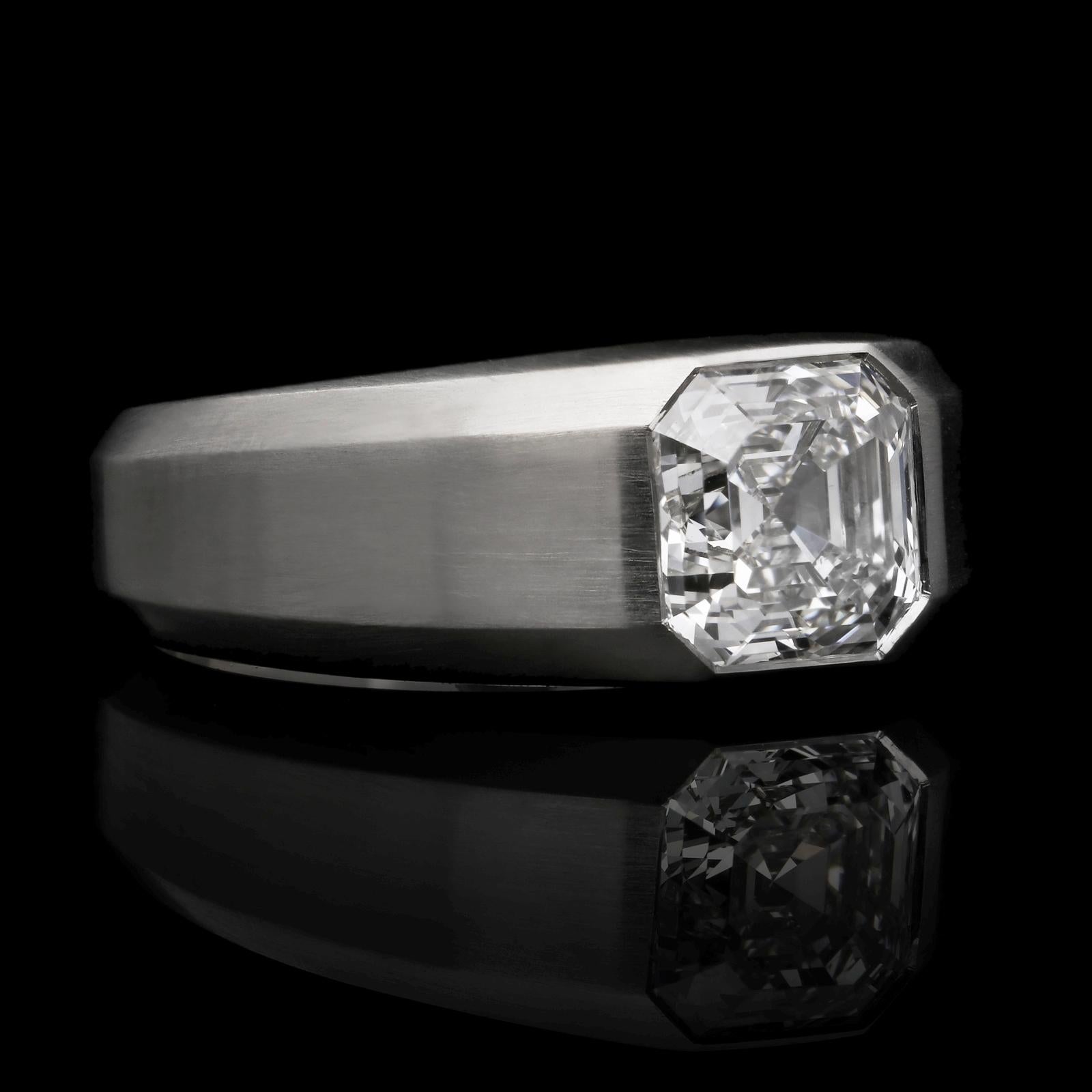 men's asscher cut diamond ring