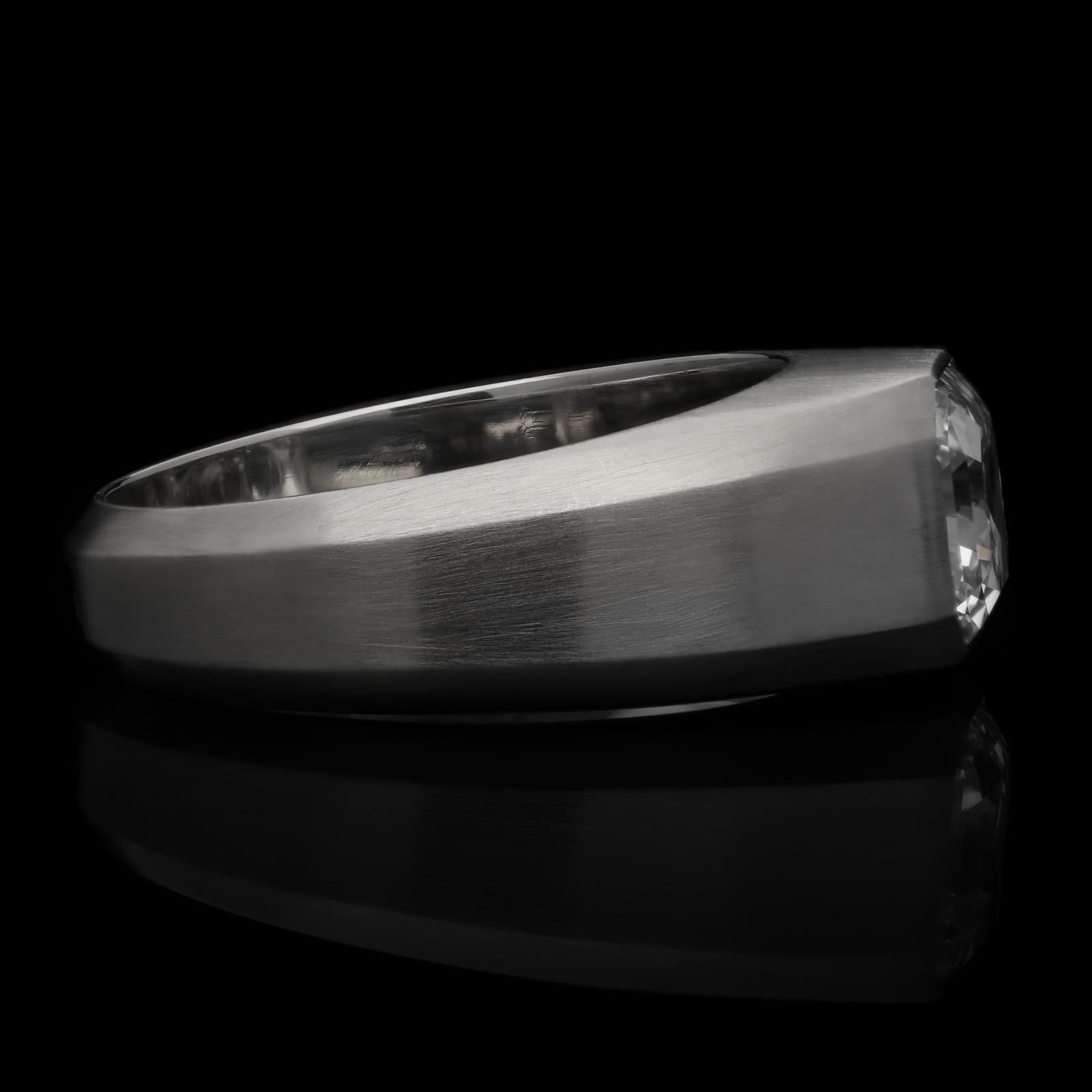 Hancocks 2.01 Carat F VS2 Asscher Cut Diamond Brushed Platinum Gypsy Ring 1