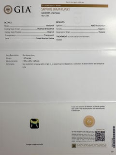 2.01ct GIA Certified Bi Colour Thai Sapphire & Diamond 18k Yellow Gold Halo Ring