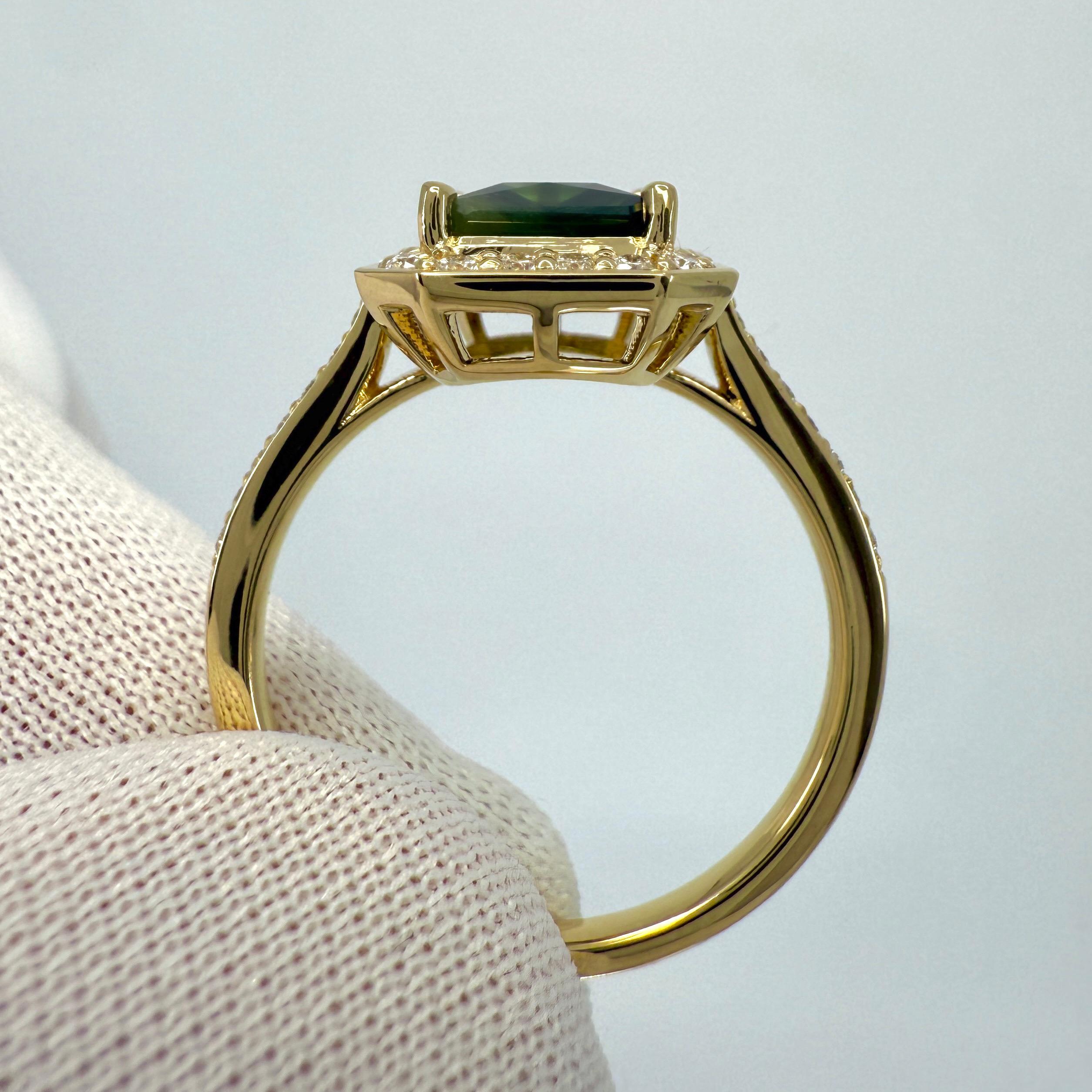 2,01ct GIA zertifiziert Bi Farbe Thai Saphir & Diamant 18k Gelbgold Halo Ring im Angebot 1