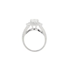 2.01ct H VS2 Cusion Cut Diamond and Platinum Double Halo Cluster Engagement Ring