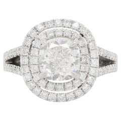 2.01ct H VS2 Cusion Cut Diamant und Platin Double Halo Cluster Verlobungsring