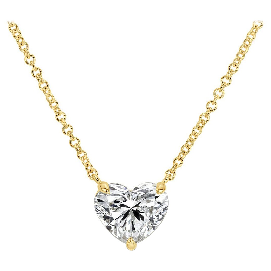 2.01ct Heart Shaped Diamond Pendant in 18k Yellow Gold