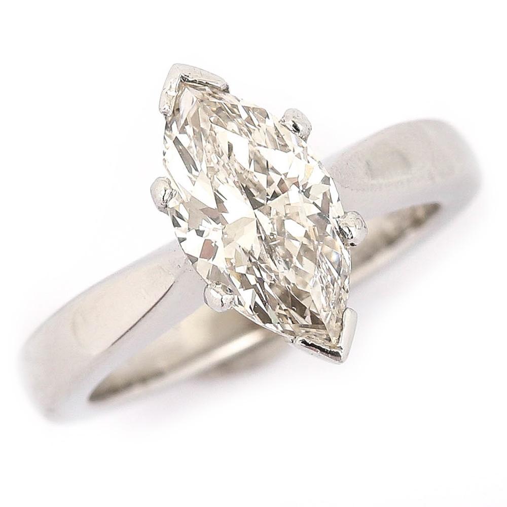 2.01ct Marquise Diamond 18 Karat White Gold Platinum Engagement Ring, I Color 5