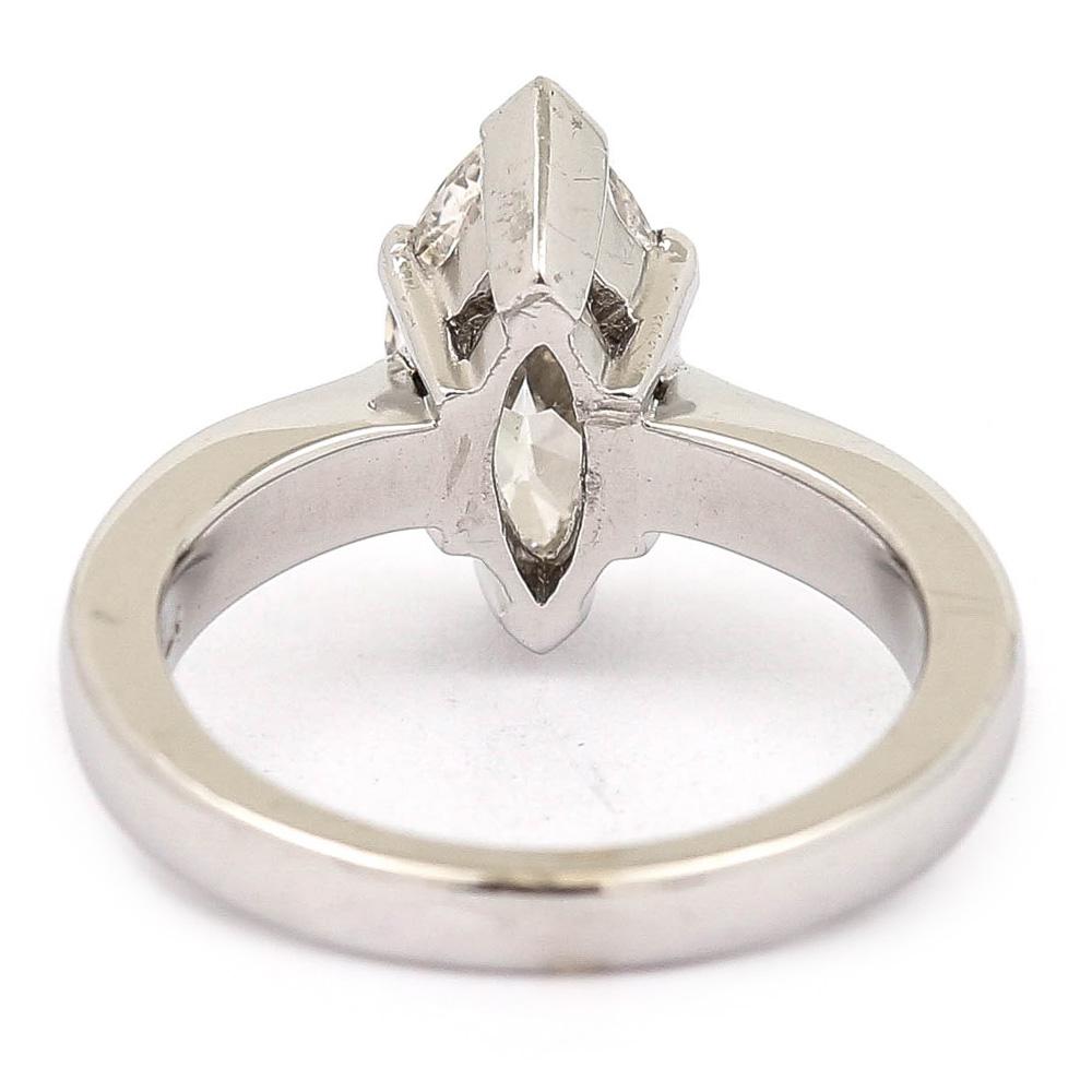 2.01ct Marquise Diamond 18 Karat White Gold Platinum Engagement Ring, I Color In Good Condition In Lancashire, Oldham