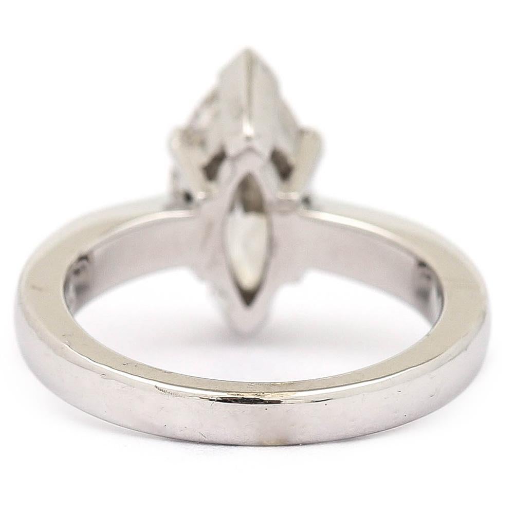 Women's 2.01ct Marquise Diamond 18 Karat White Gold Platinum Engagement Ring, I Color