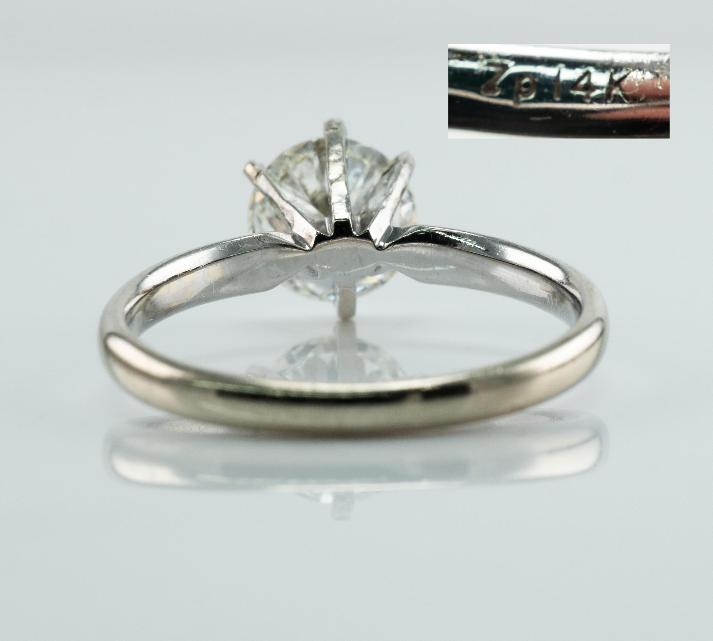 Round Cut 2.01ct Natural Round Diamond Ring VVS1 - IJ 14K White Gold Lab Created For Sale