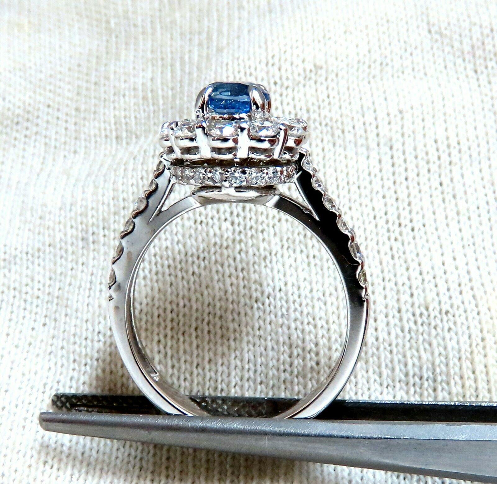 Classic Diamond & Sapphire Cluster ring Halo

.95ct. Natural Round Cut diamond (center)

Periwinkle Blue & transparent

Full cut and Full Faceted.

Round, Full Cut Brilliant

5.5mm diameter



1.06ct side natural round diamonds.

G-color Vs-2