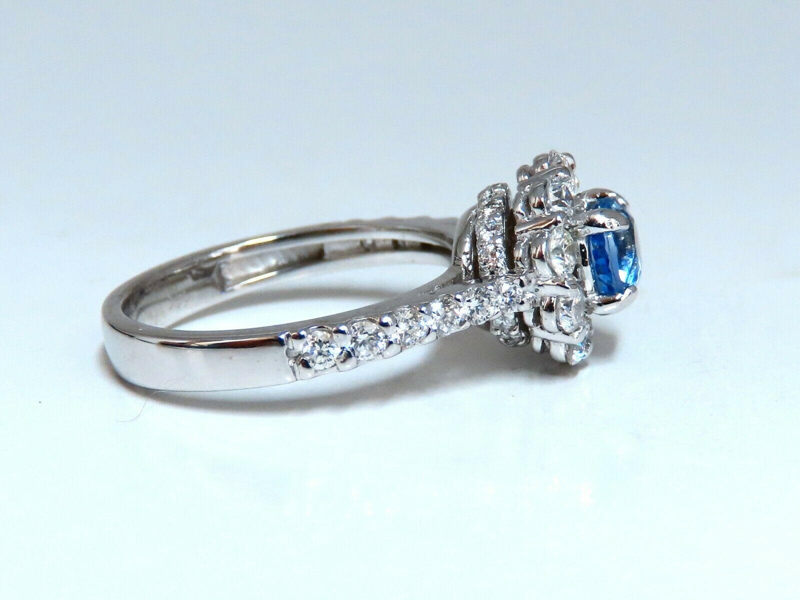 2.01 Carat Natural Sapphire Diamond Cluster Ring 14 Karat For Sale 1
