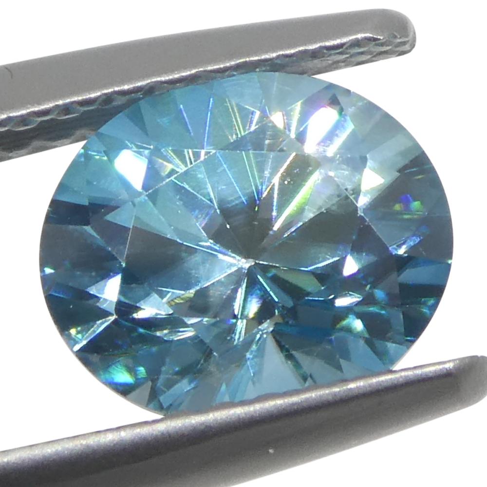 2.01ct Natural Earth Mined Oval Master Brilliant Cut Blue Zircon from Cambodia For Sale 7