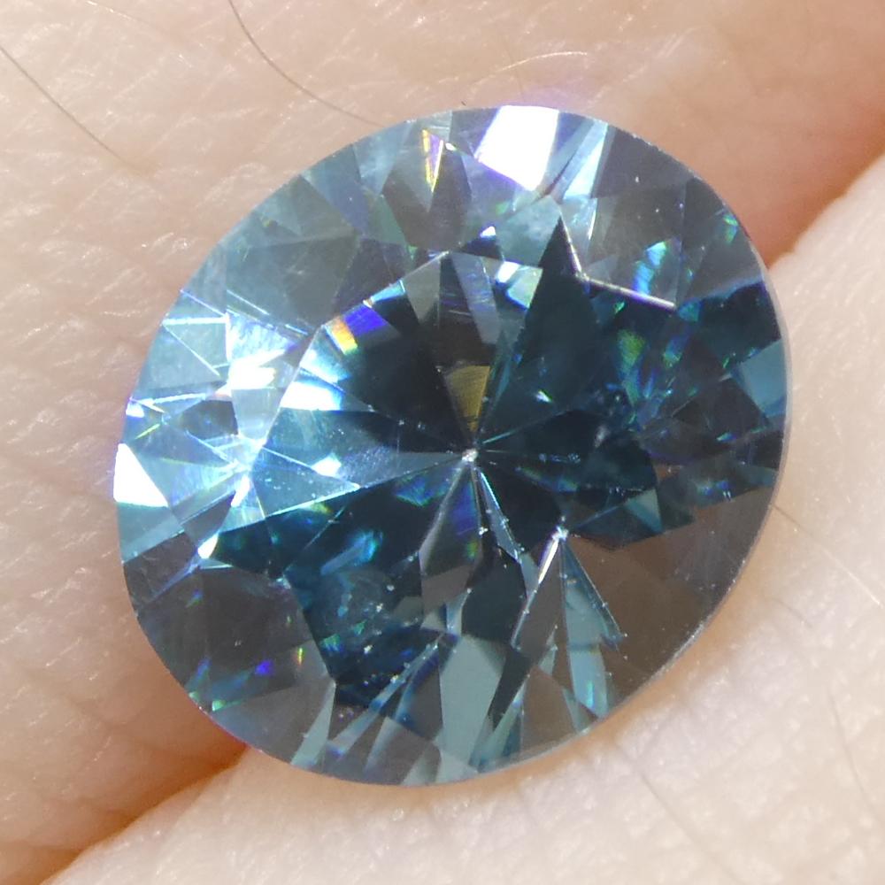2.01ct Natural Earth Mined Oval Master Brilliant Cut Blue Zircon from Cambodia For Sale 8