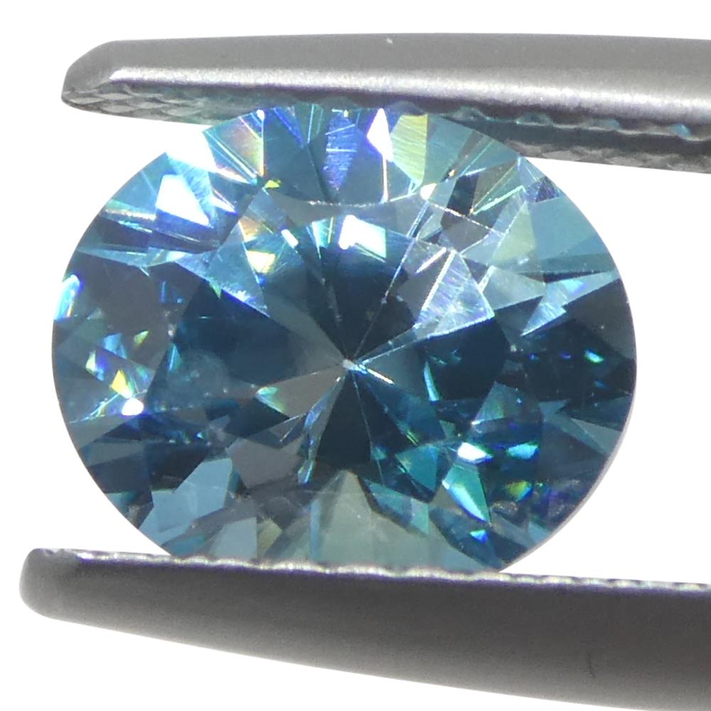 Women's or Men's 2.01ct Natural Earth Mined Oval Master Brilliant Cut Blue Zircon from Cambodia For Sale