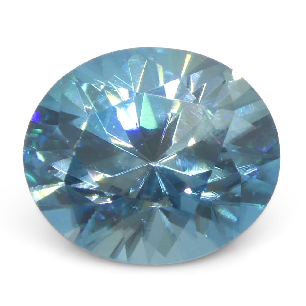 2.01ct Natural Earth Mined Oval Master Brilliant Cut Blue Zircon from Cambodia For Sale 3