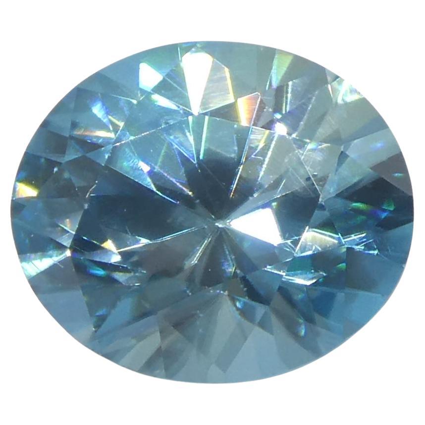 2.01ct Natural Earth Mined Oval Master Brilliant Cut Blue Zircon from Cambodia For Sale