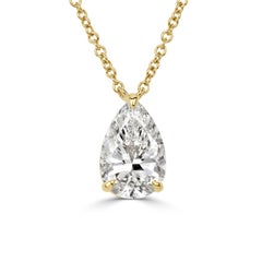 2.01ct Pear Shaped Diamond Pendant in 18K Yellow Gold