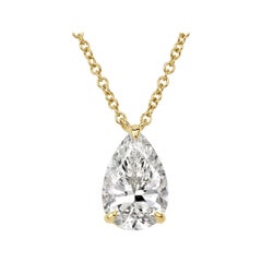2.01ct Pear Shaped Diamond Pendant in 18K Yellow Gold
