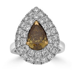 Platinum 2.01 Carat Pear Shaped GIA Certified Fancy Colored Diamond Ring