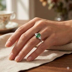 2.01ct PEAR Vivid Neon Green Natural Paraiba Tourmaline RING 18K Gold