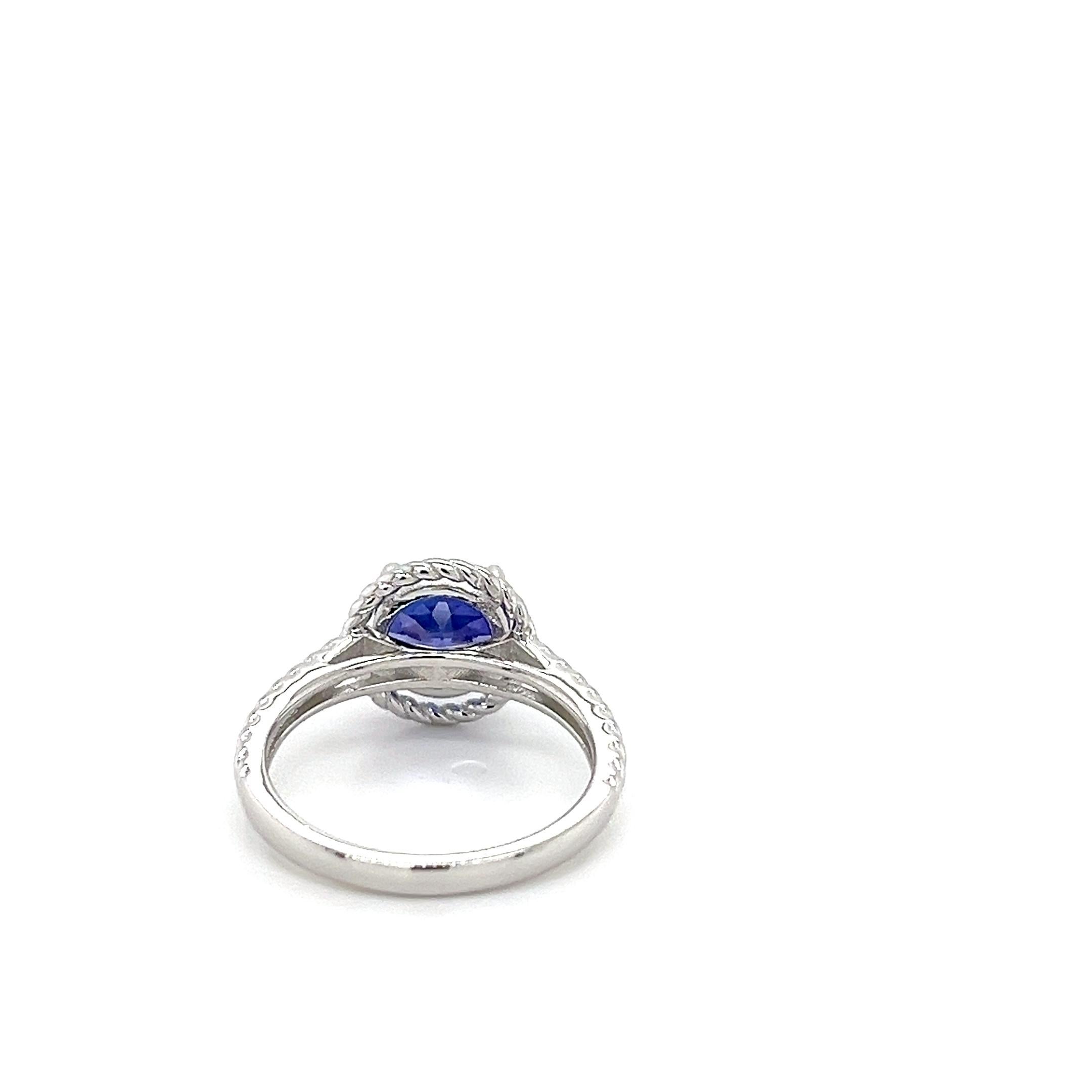 Art Déco Anello con solitario di tanzanite 2.01CT - Anello in argento Sterling - Anello con tanzanite taglio rotondo in vendita