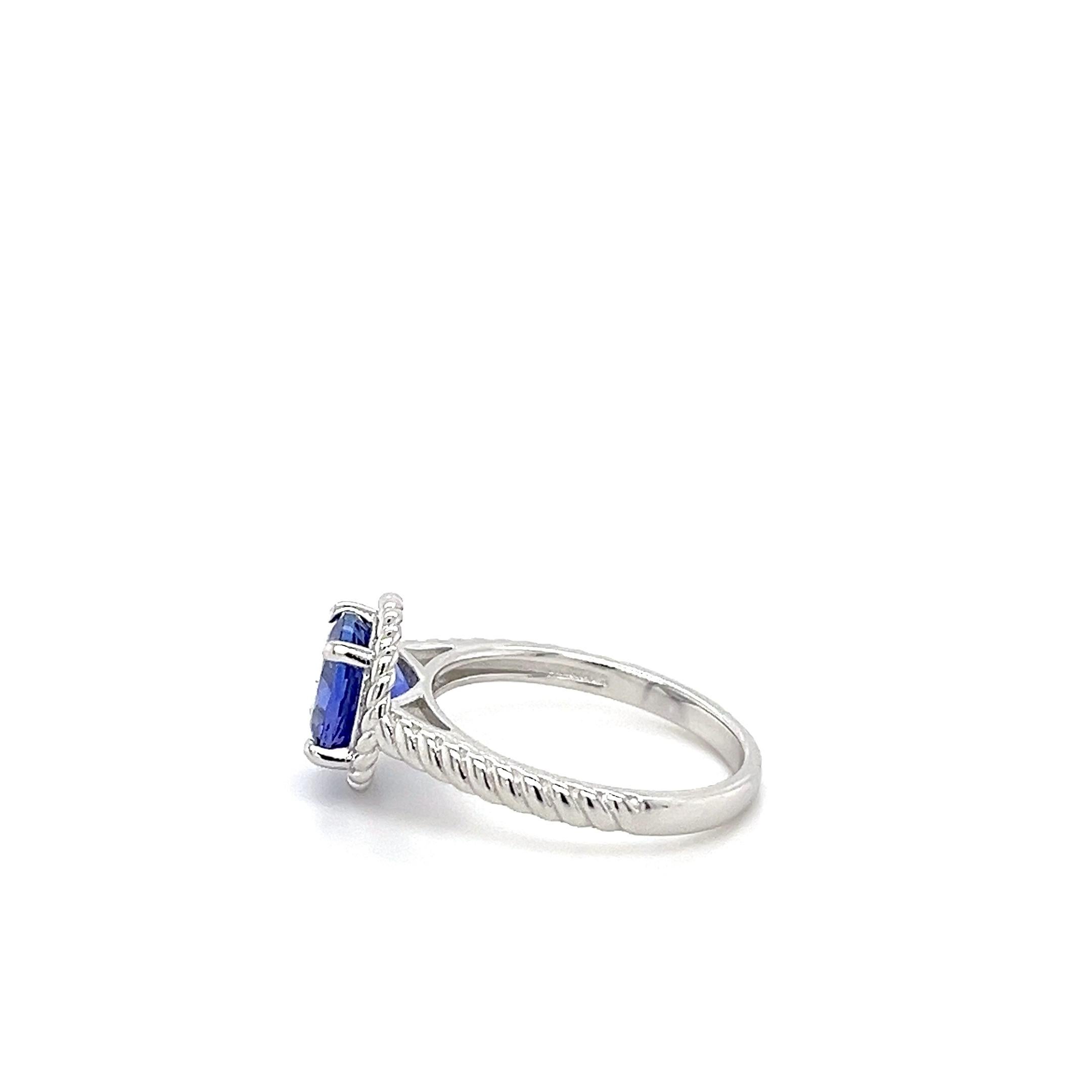 Taglio rotondo Anello con solitario di tanzanite 2.01CT - Anello in argento Sterling - Anello con tanzanite taglio rotondo in vendita