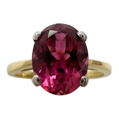 2.01ct Vivid Pink Purple Rubellite Tourmaline Oval Cut 18k Gold Solitaire Ring