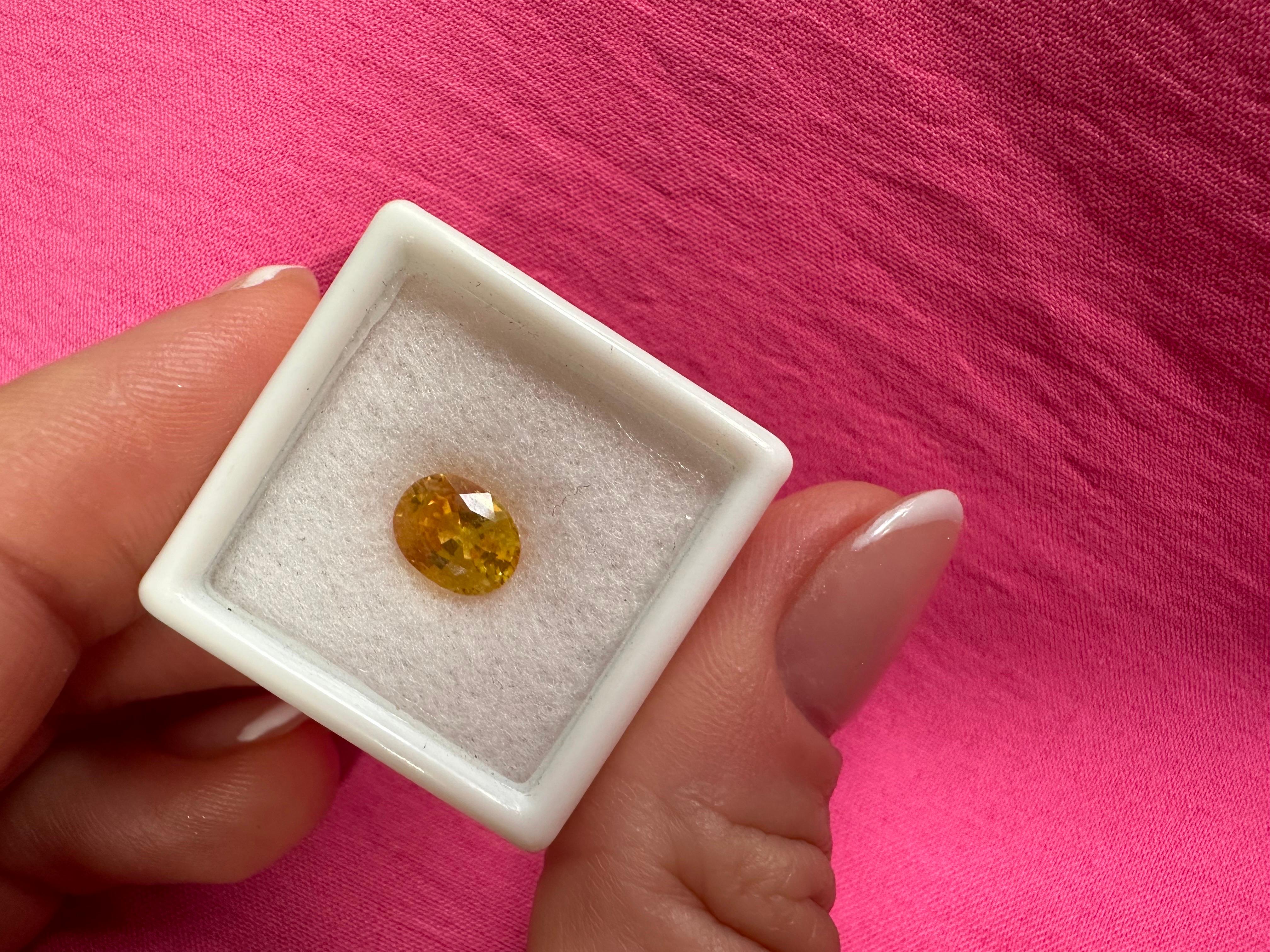 Stunning yellow sapphire with great sparkle! Just over 2ct makes a great gift for anyone, will come with a box and certificate.

NATURAL GEMSTONE(S): SAPPHIRE
Clarity/Color: Slightly Included/Yellow
Cut: Rectangular 8.2mm x 6.4mm
Carat:
