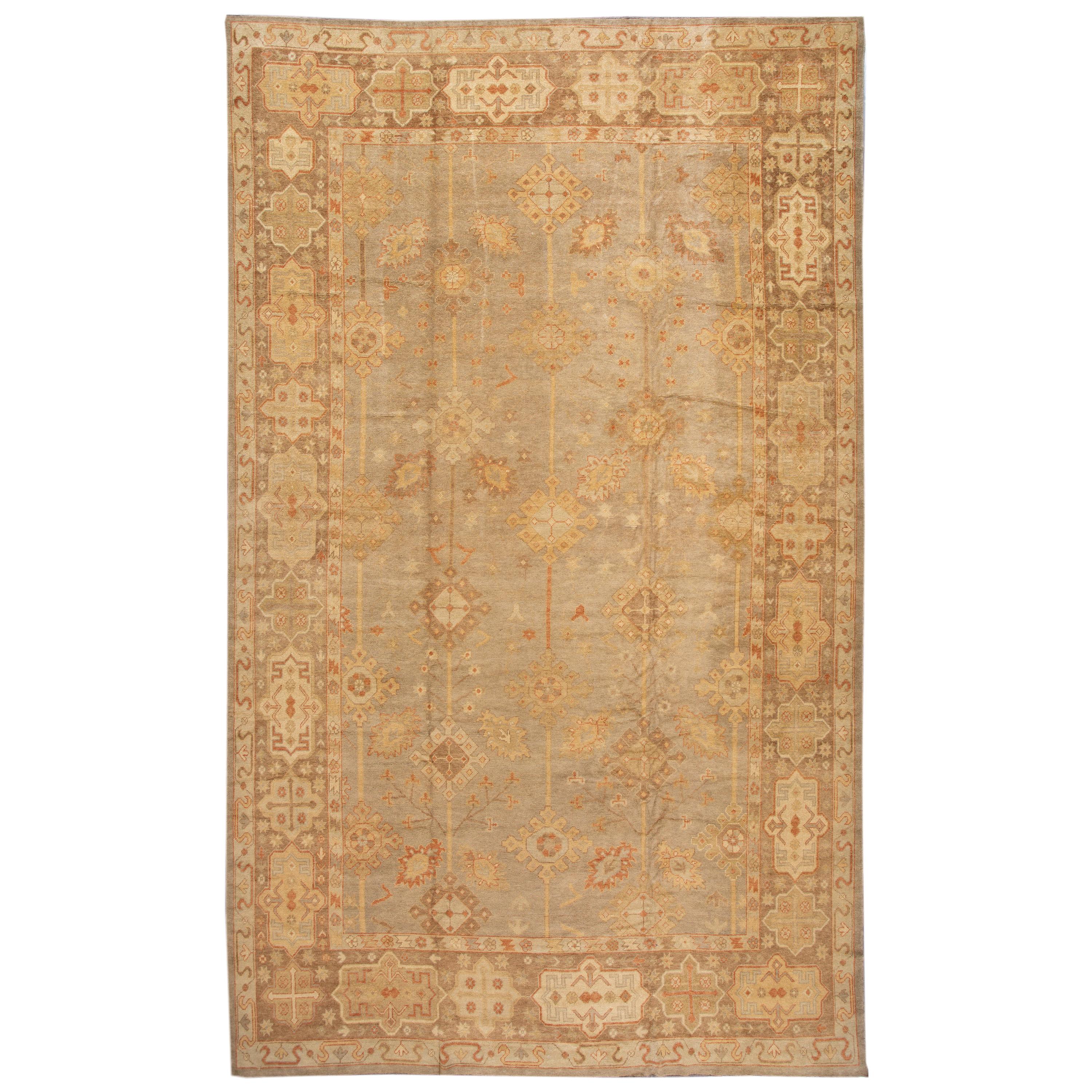 21st Century Antique Turkish Oushak Long Wool Rug For Sale