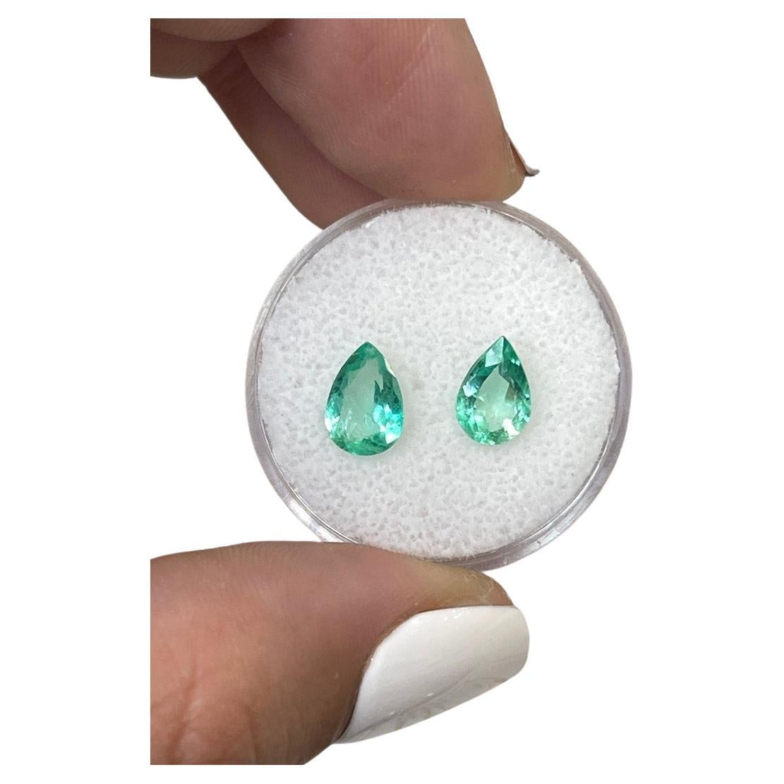 2.01tcw 8.5x6 Matching Colombian Emeralds - Pear-Cut Genuine Loose Gems