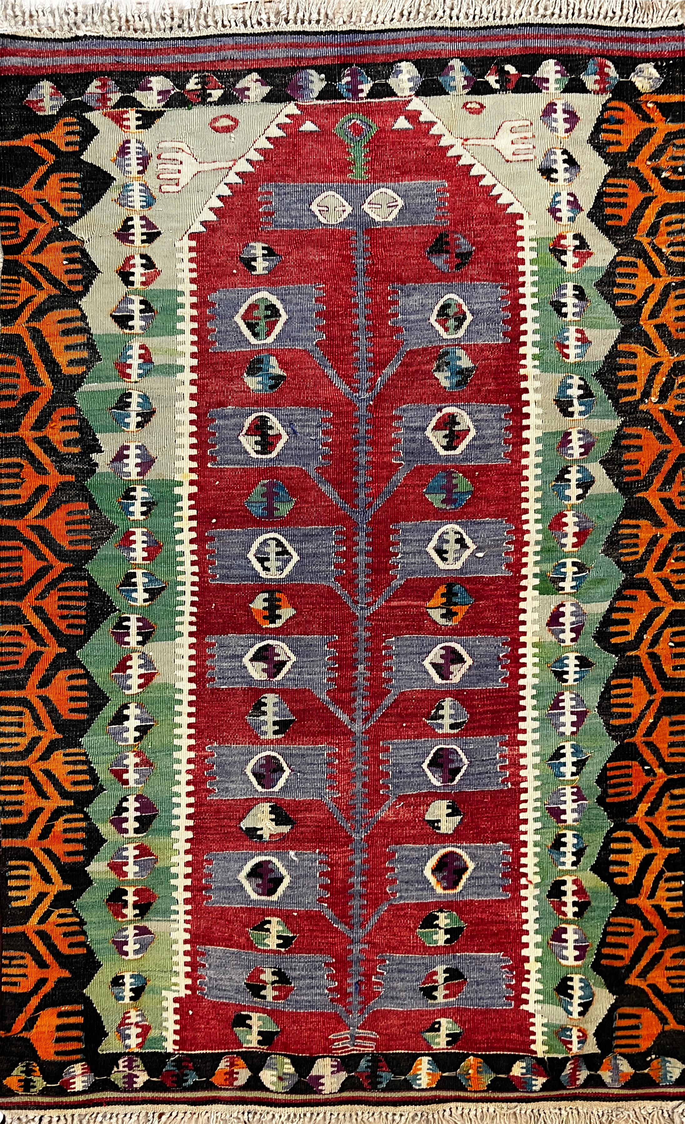202 - 20th Century Turkish Kilim Carpet 'kars' For Sale