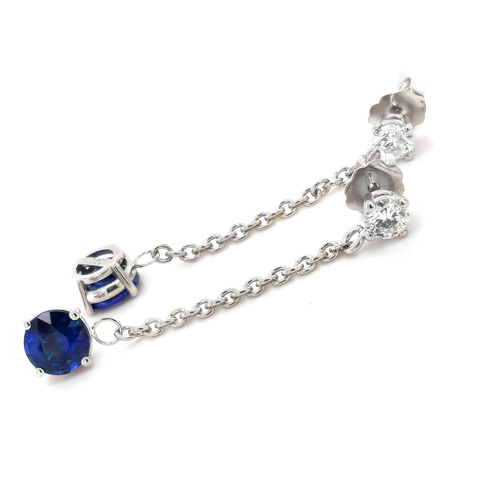Natürliche blaue Saphire 2,02 Karat Ohrringe mit Diamanten im Zustand „Neu“ im Angebot in Los Angeles, CA