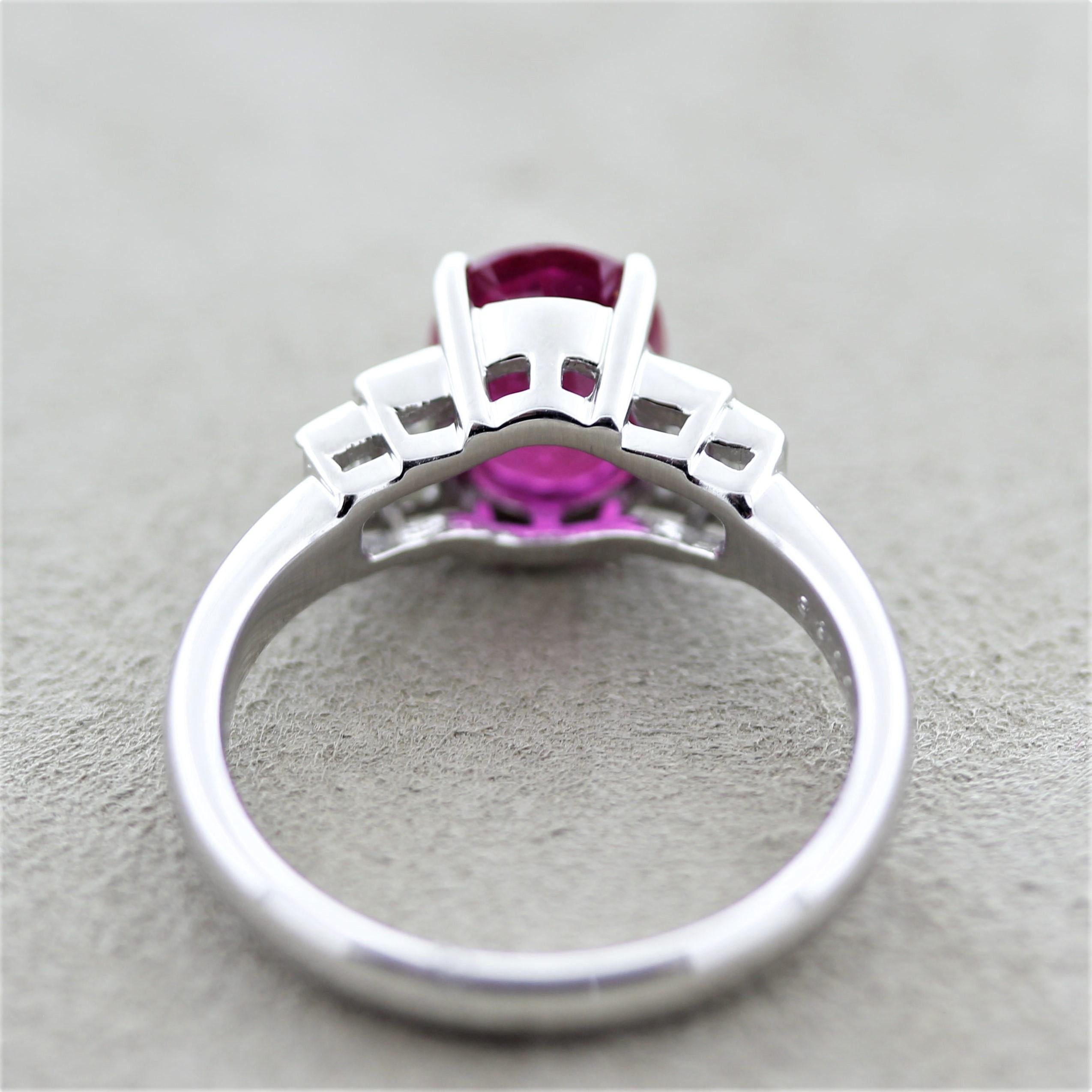 2.02 Carat Burmese Ruby Diamond Platinum Ring, GIA Certified In New Condition For Sale In Beverly Hills, CA
