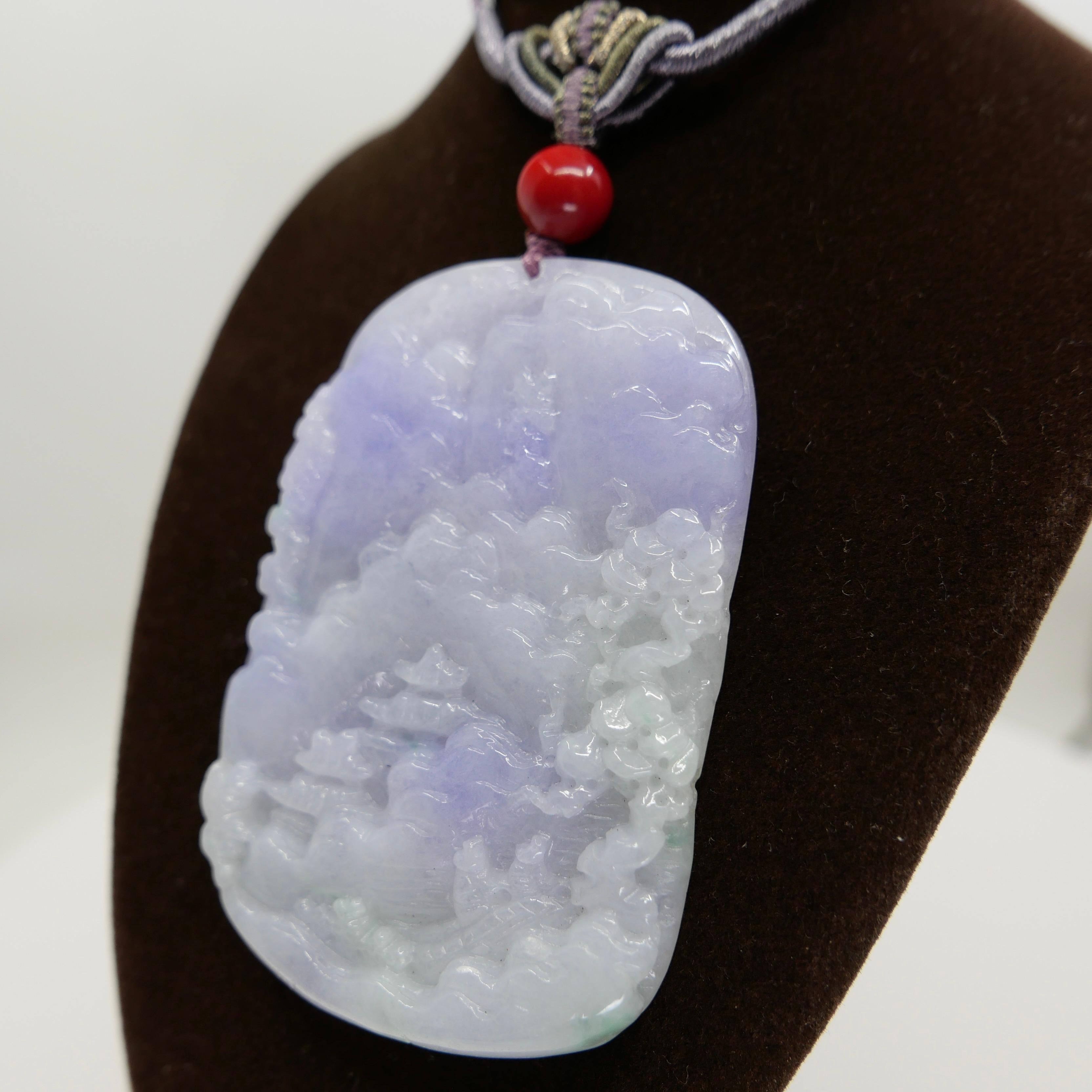 202 Karat zertifizierte natürliche mehrfarbige Jade-Halskette mit Anhänger, exquisite Schnitzerei im Angebot 5