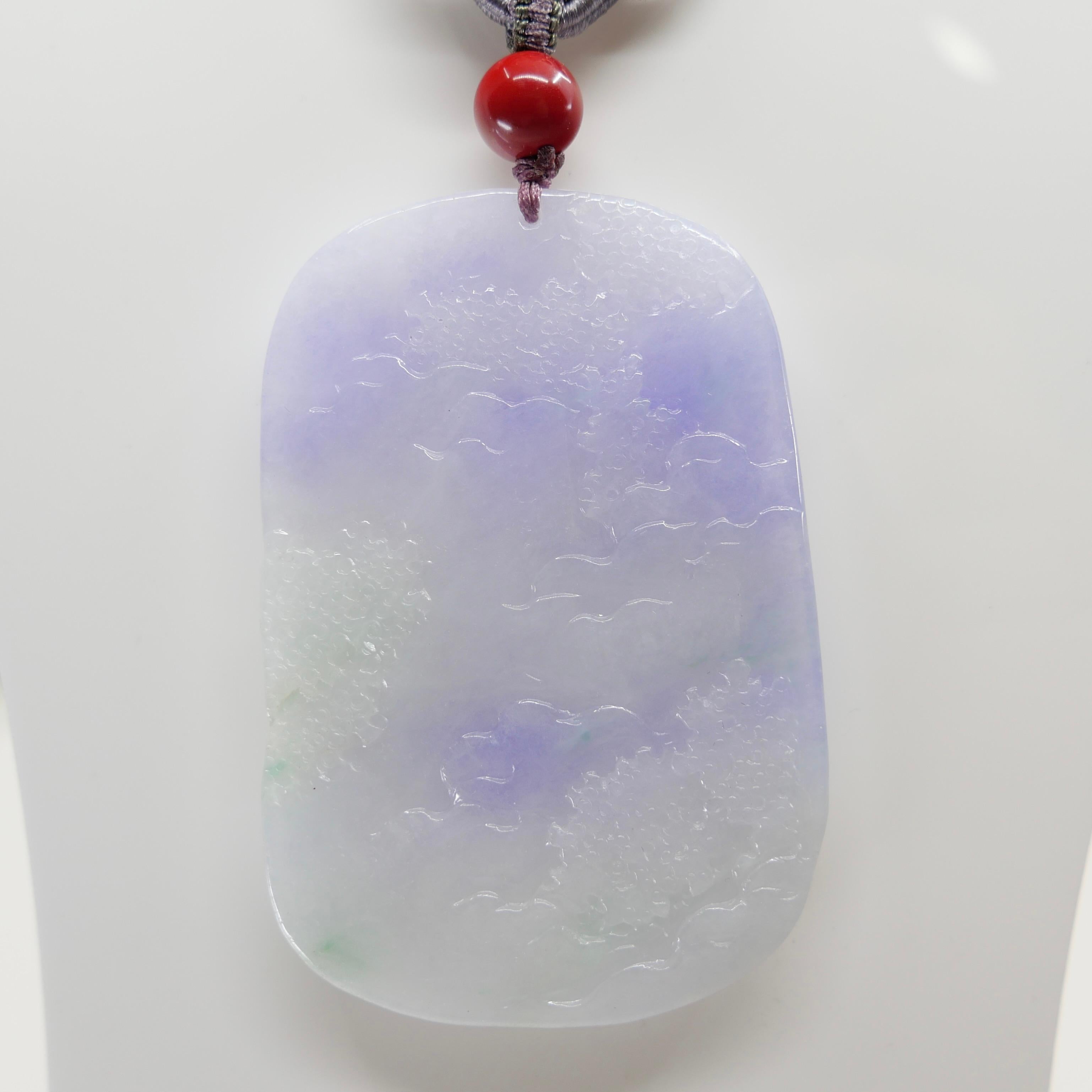 202 Karat zertifizierte natürliche mehrfarbige Jade-Halskette mit Anhänger, exquisite Schnitzerei im Angebot 8