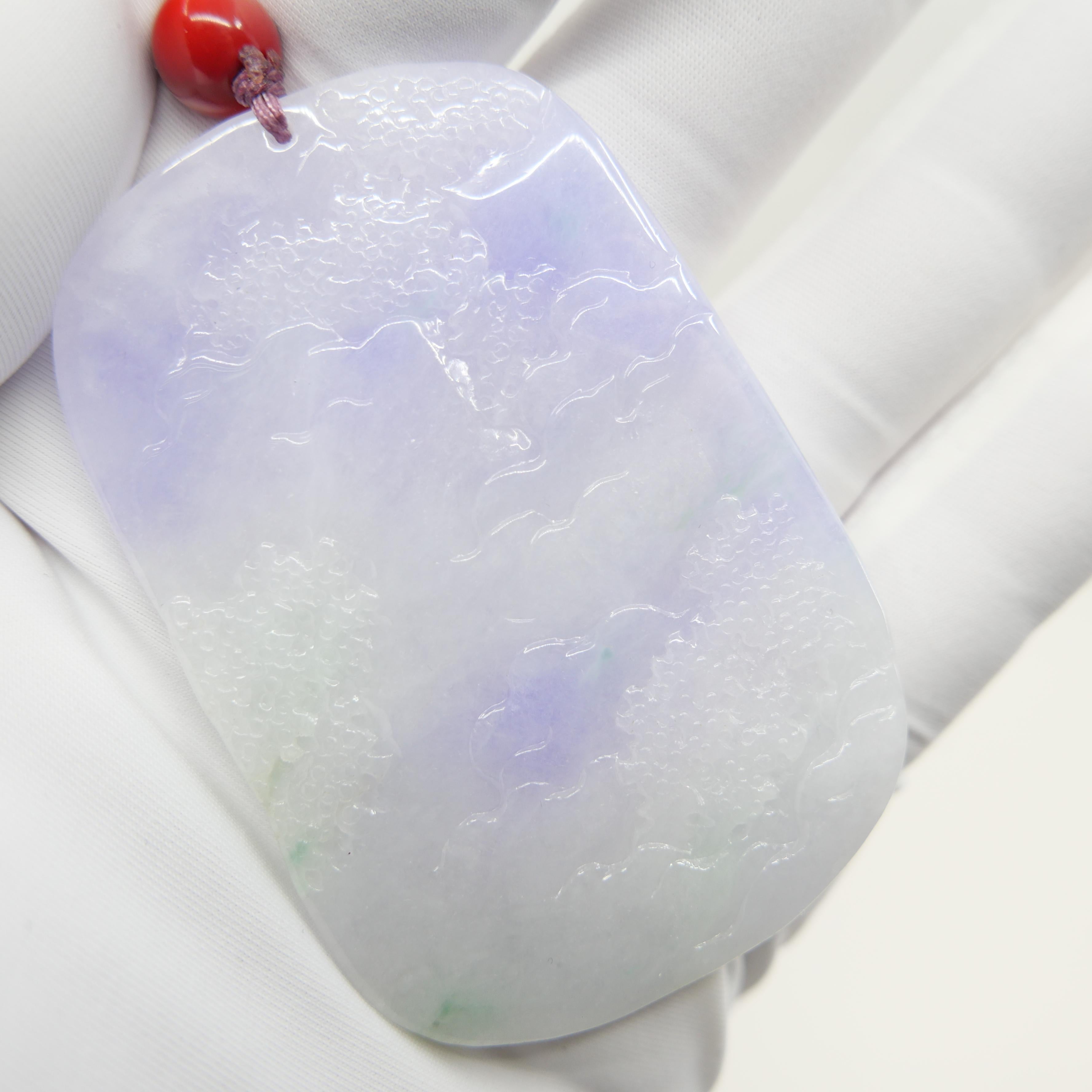 202 Karat zertifizierte natürliche mehrfarbige Jade-Halskette mit Anhänger, exquisite Schnitzerei im Angebot 12