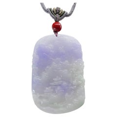 202 Carat Certified Natural Multi Color Jade Pendant Necklace, Exquisite Carving