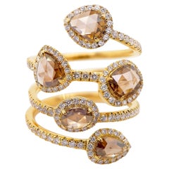 2.02 Carat Champagne Diamond Creeper 18K Yellow Gold Dressy Ring