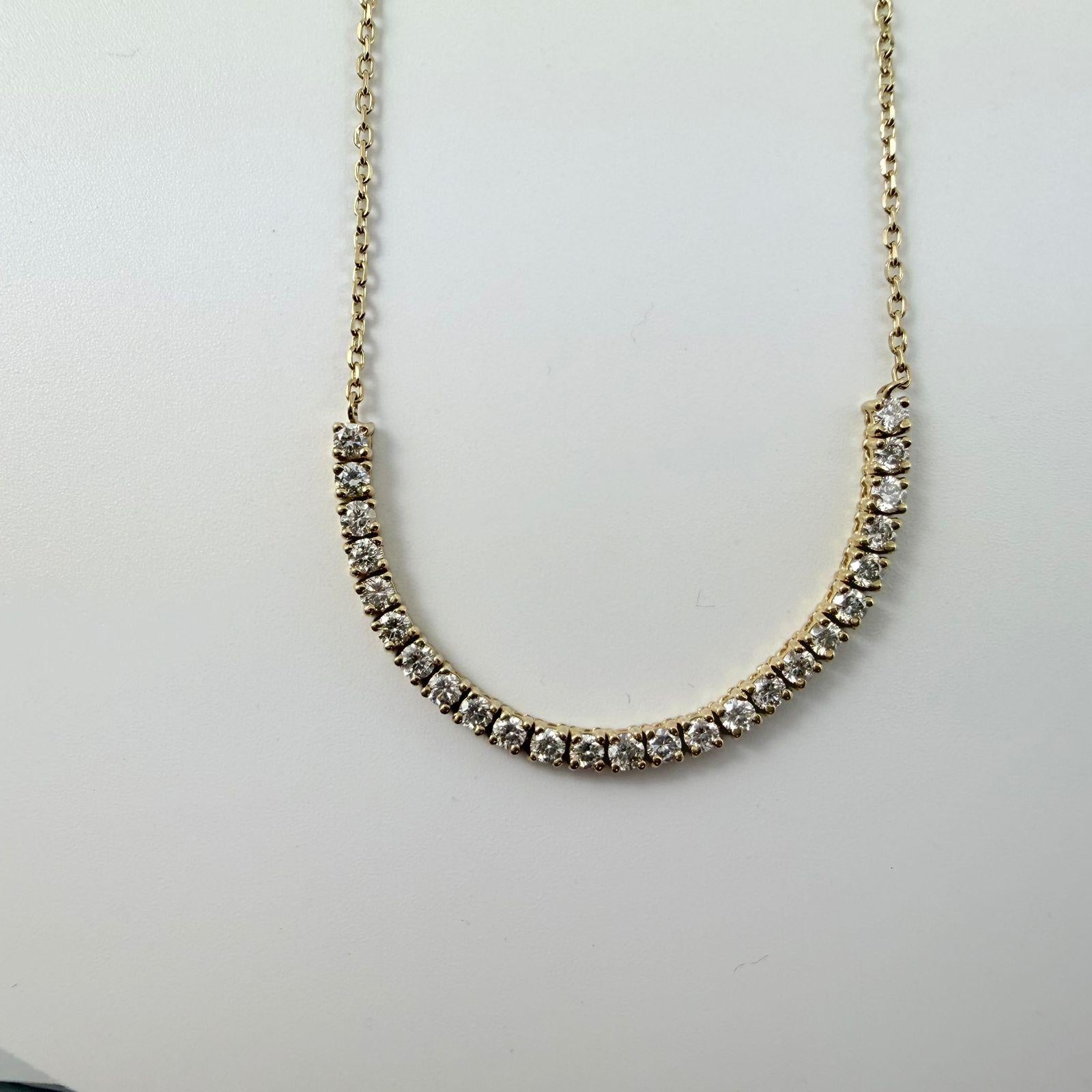 Collana con barretta di diamanti da 2,02 carati in oro giallo 14K in vendita 7