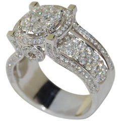 2.02 Carat Diamond Cluster Ring in 14 Karat White Gold
