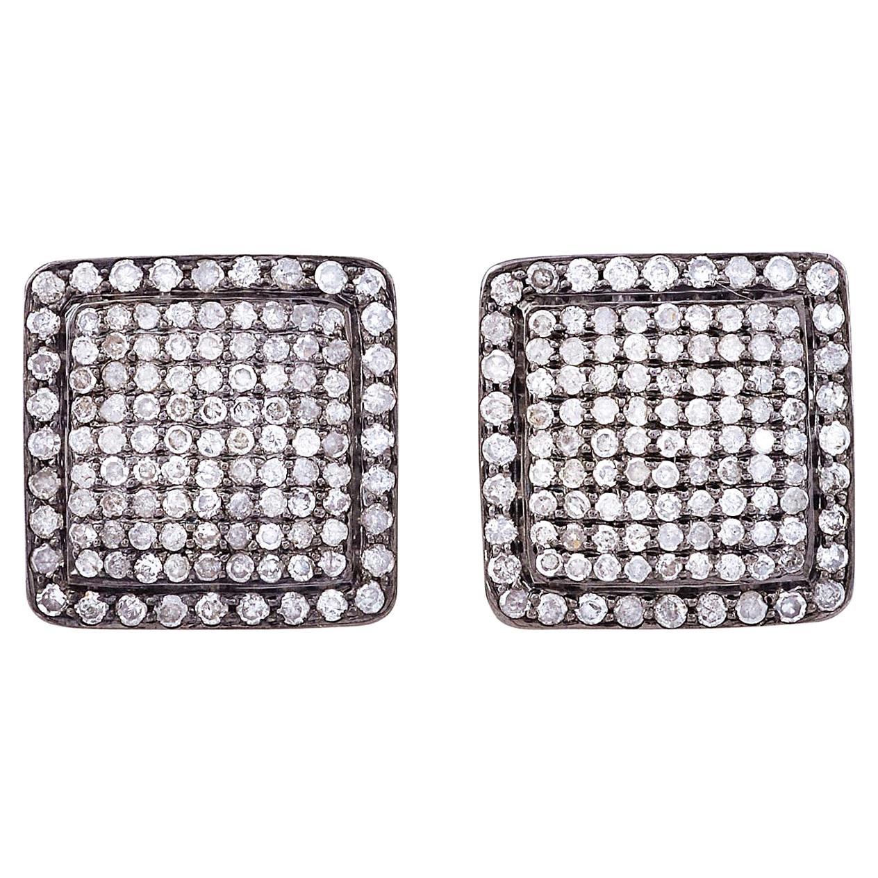 Boutons de manchette carrés en diamants de 2,02 carats