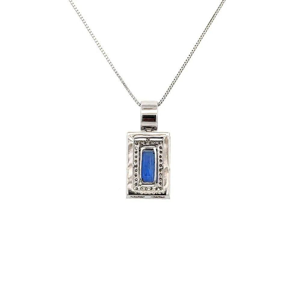 Modern 2.02 Carat Emerald Cut Ceylon Sapphire GIA and Diamond Gold Pendant Necklace For Sale