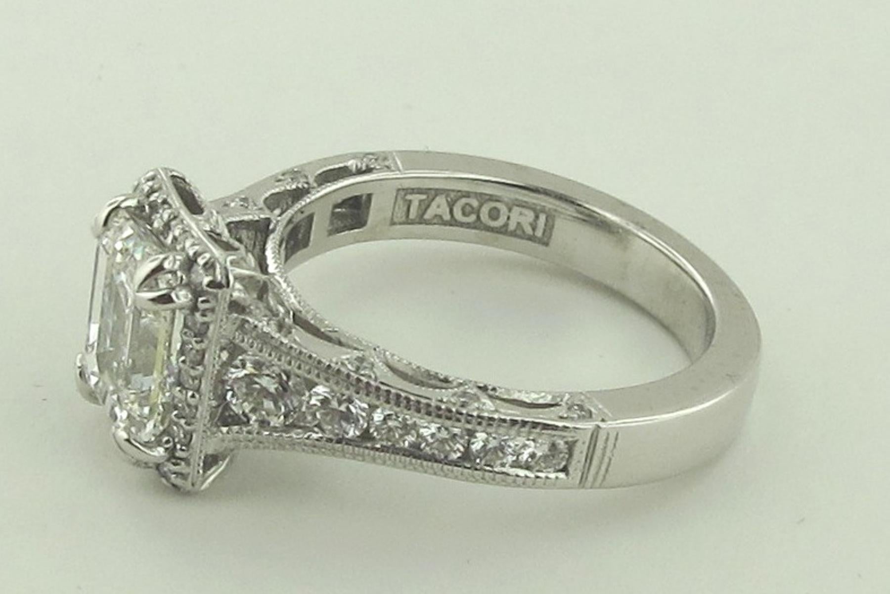 tacori emerald cut diamond engagement ring