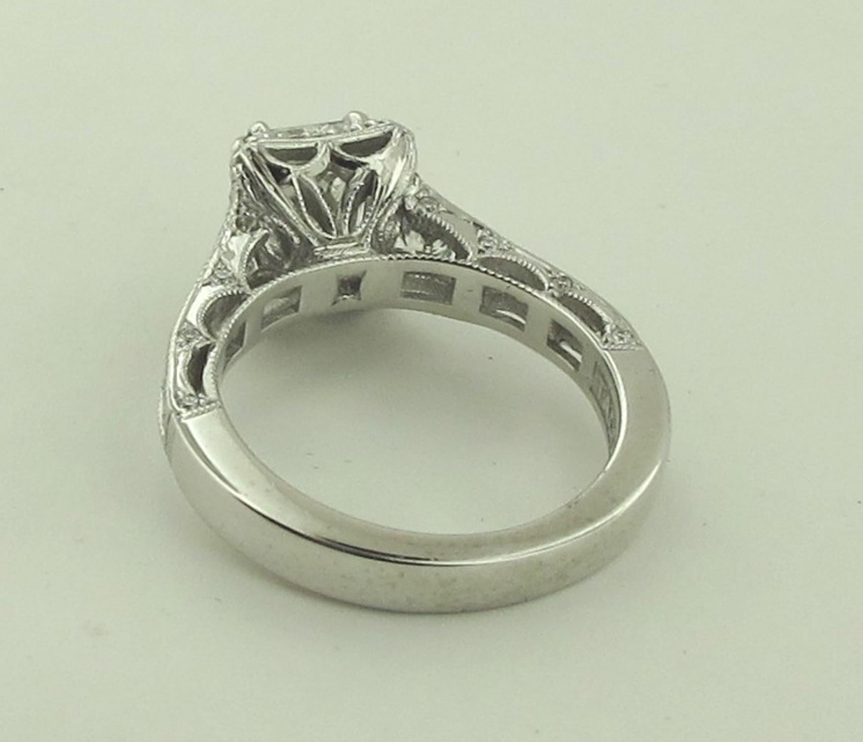 2.02 Carat Emerald Cut Diamond Ring in 18 Karat White Gold Tacori Plat Mounting In Excellent Condition In Palm Desert, CA